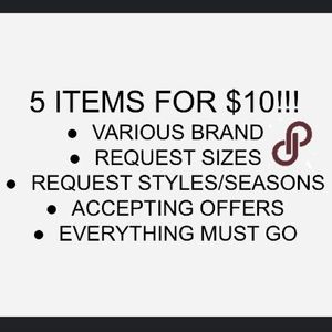 5 items for $10 MYSTERY BUNDLE!!! S-XXL🔥